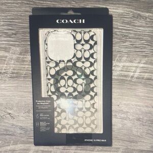 Coach Signature Black and White iPhone 15 Pro Max Case